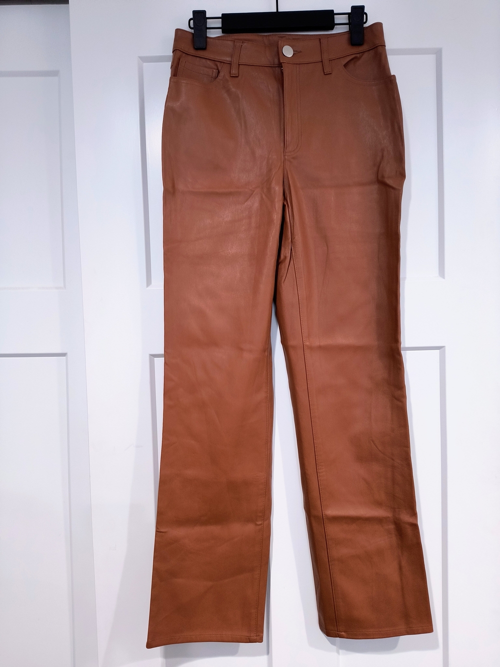 INC International Concepts Tan Leather Straight-Leg Pants